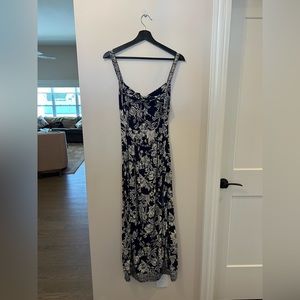 Angie Women’s Navy Floral Open-backed Maxi Dress